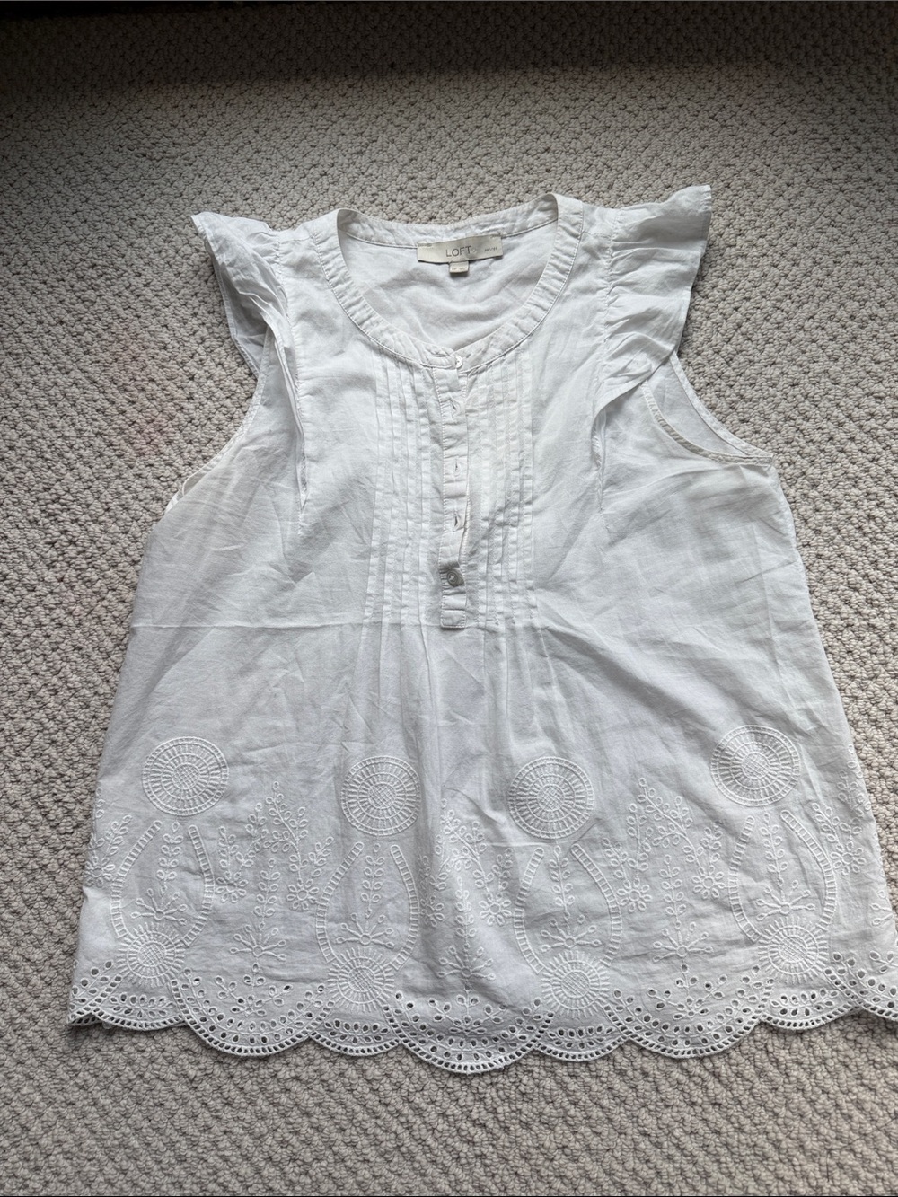 Loft white cotton eyelet blouse
